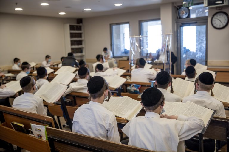 Ultra orthodox youth studying, illustration