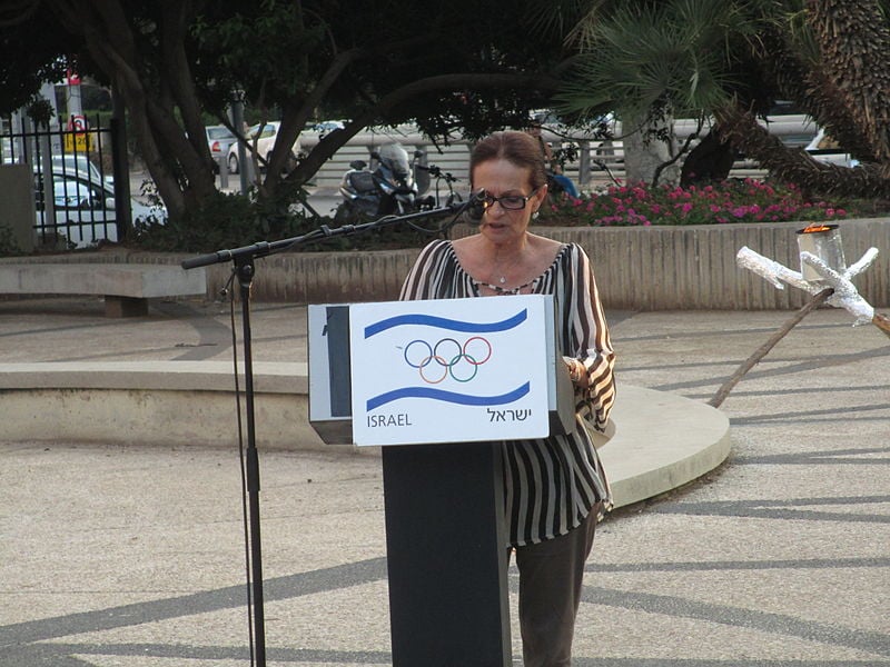 Ilana Romano, the widow of Yosef Romano, at the ceremony in memory of the murdered