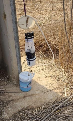 A trap on the fence of the Neot Mordechai Reservoir