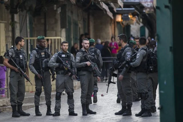 Border Police officers in the Old City, illustration