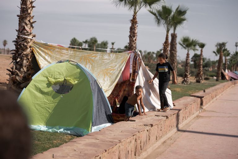 A family after the earthquake in Morocco