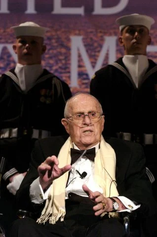 Red Auerbach three days before his death, for his service in the Navy during World War II