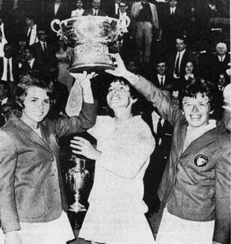 King with the America's Cup in 1966