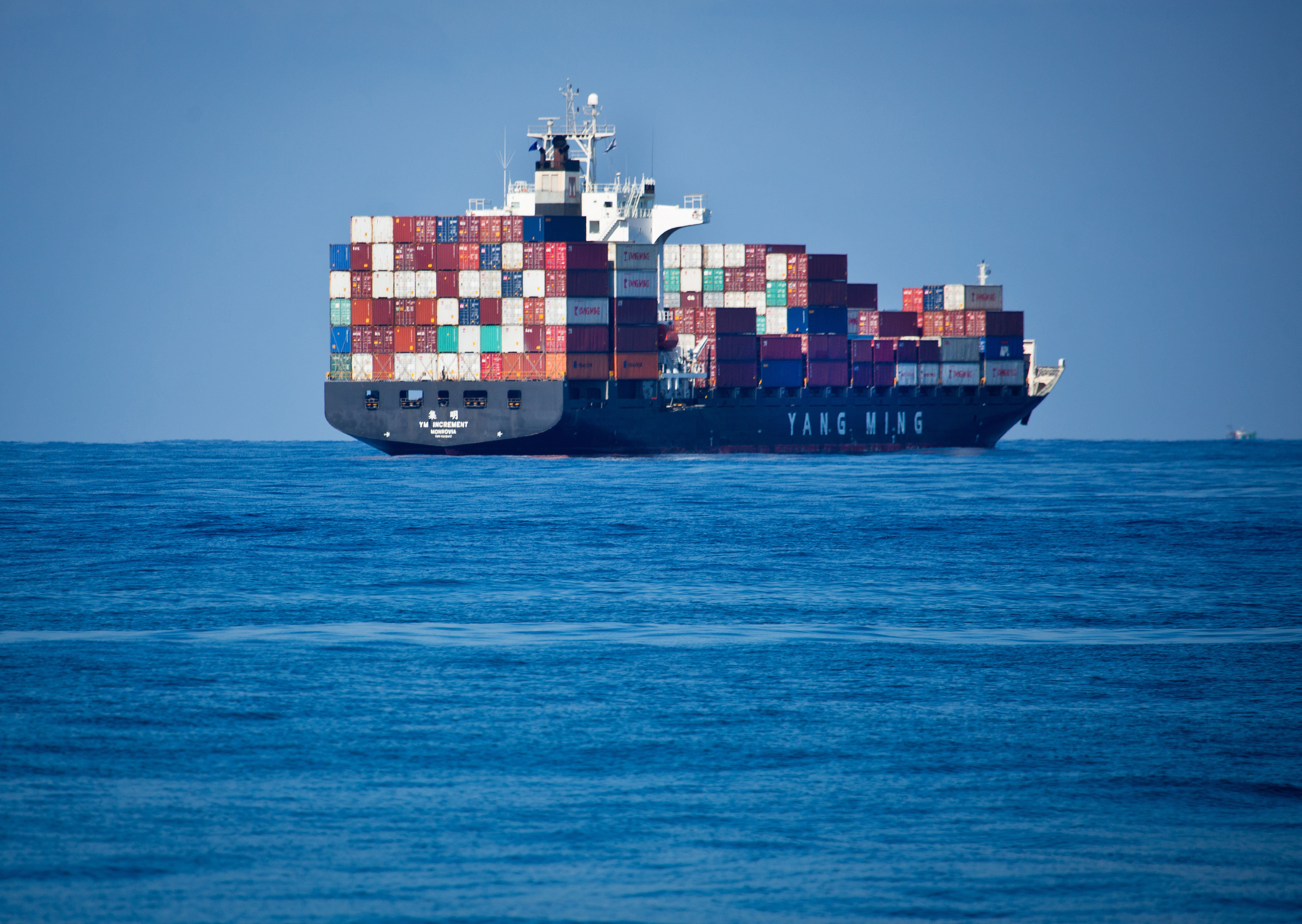 An international effort to stop a naval blockade. Cargo ship off Ashdod Port.