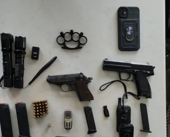 The weapons seized at the scene