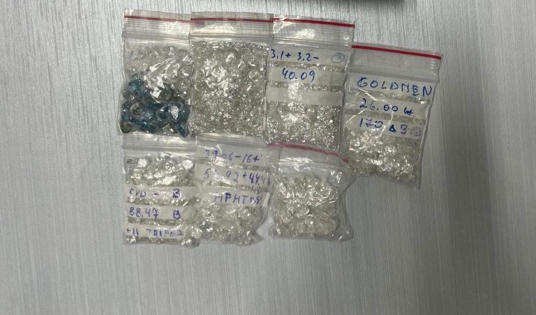 The seized diamonds