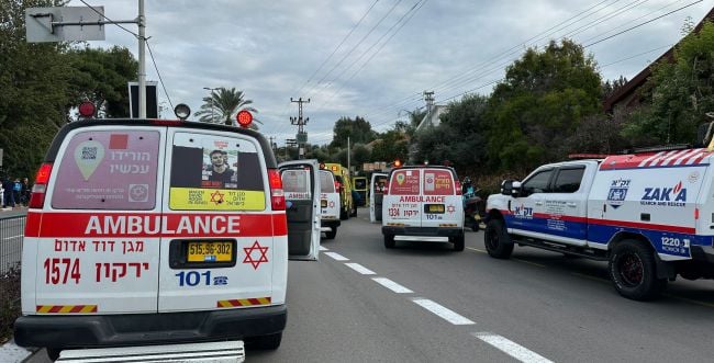ZAKA, MDA, and Police forces at the scene