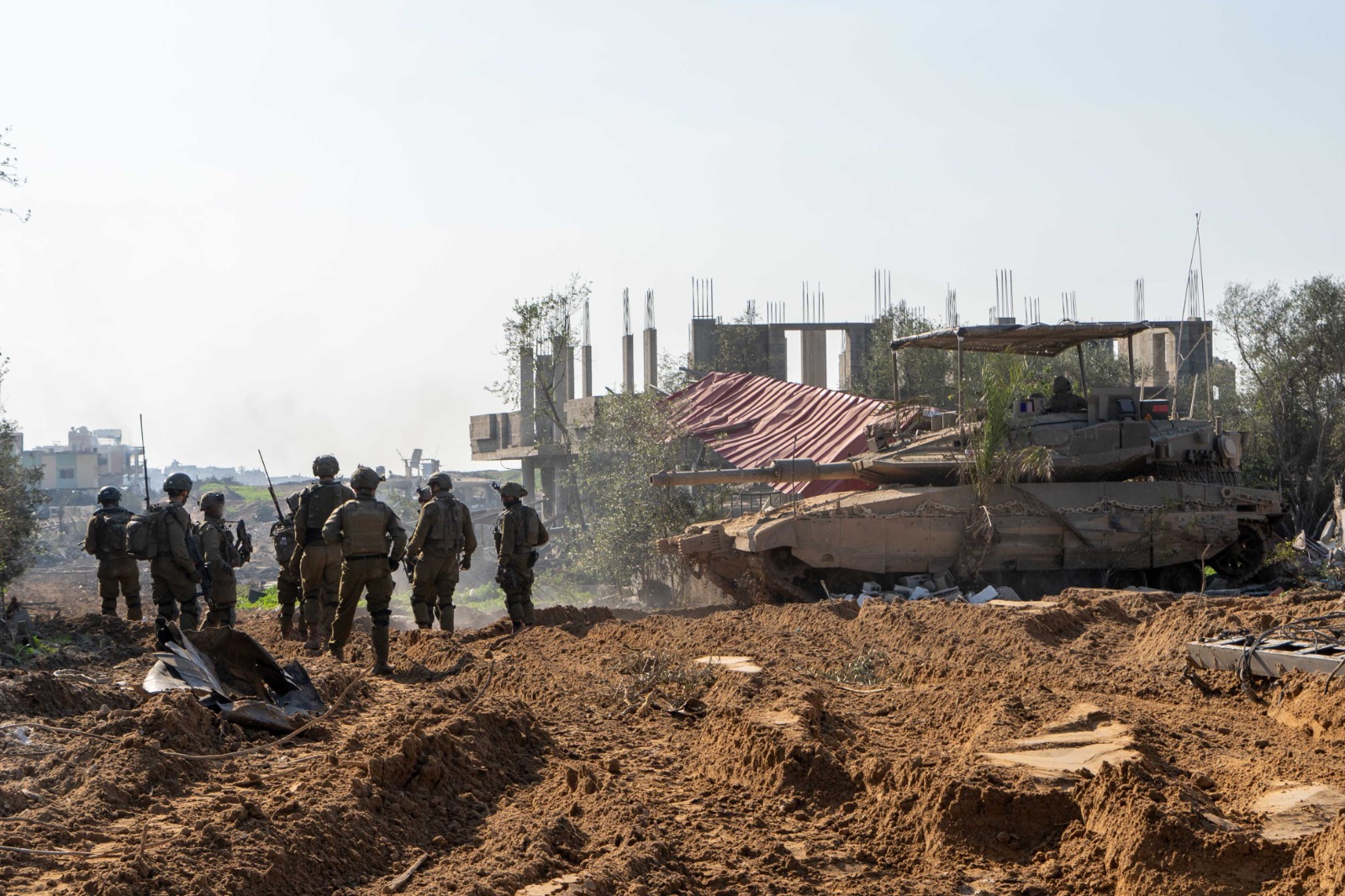 IDF tank and soldiers, Gaza.