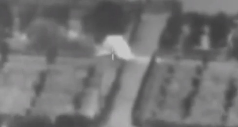 Hamas projectile launcher before air strike.