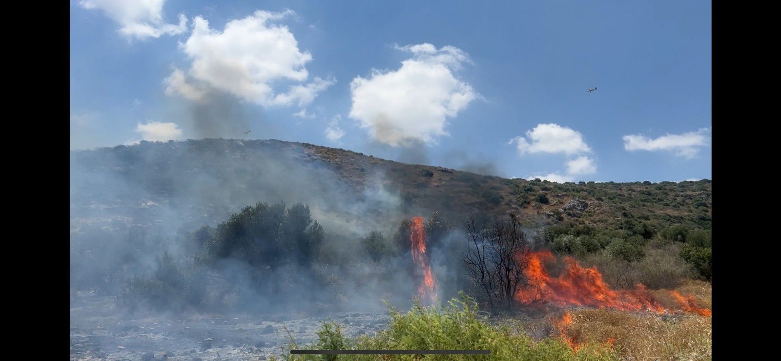 Fires caused by Hezbollah rockets.