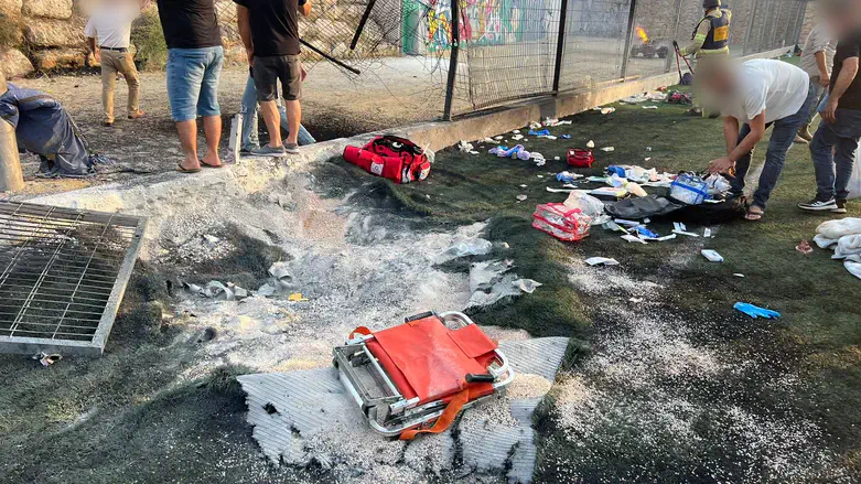 Scene of the horrific rocket attack on the soccer field