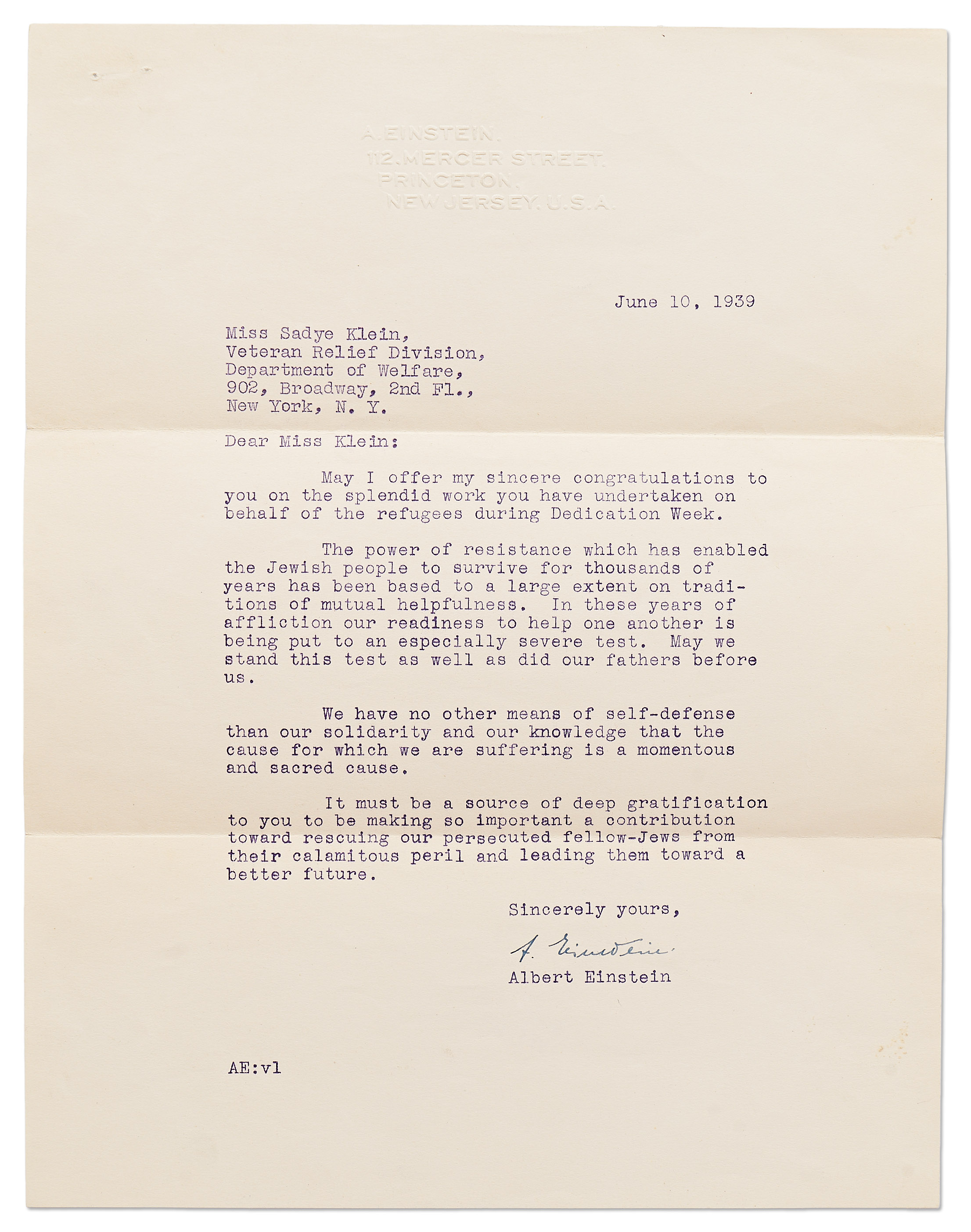 Einstein's letter from 1939
