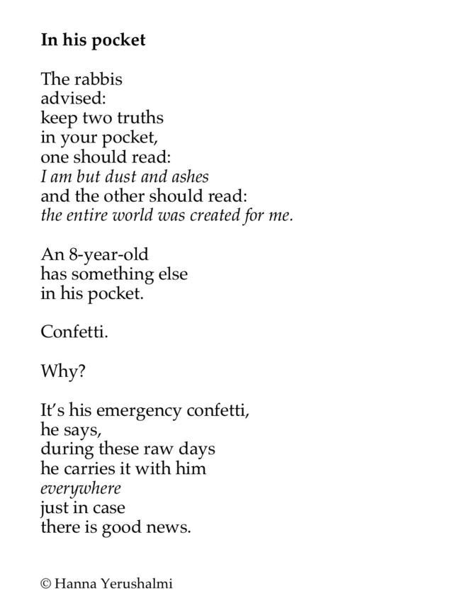 Gorgeous poem by Hannah Yerushalmi