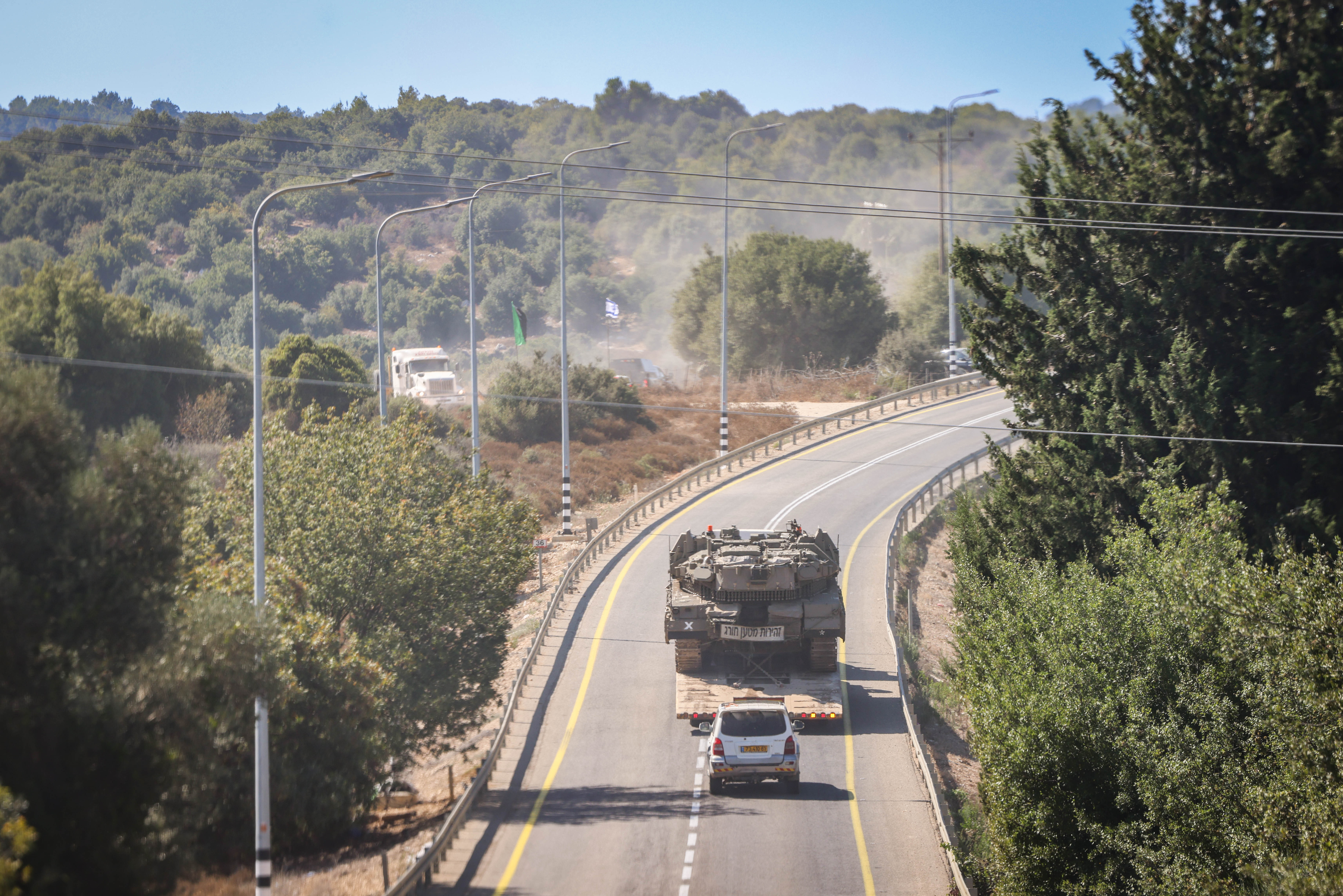 Israeli soldiers seen at a staging area near the Israeli border with Lebanon, September 29, 2024.