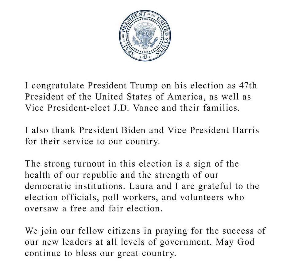 George Bush letter of congratulations.