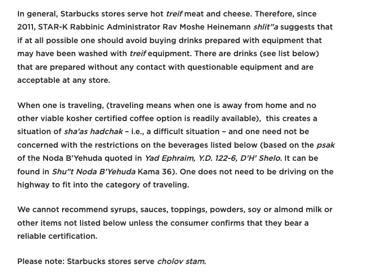 RETRACTION: Setting the record straight on Starbucks and STAR-K