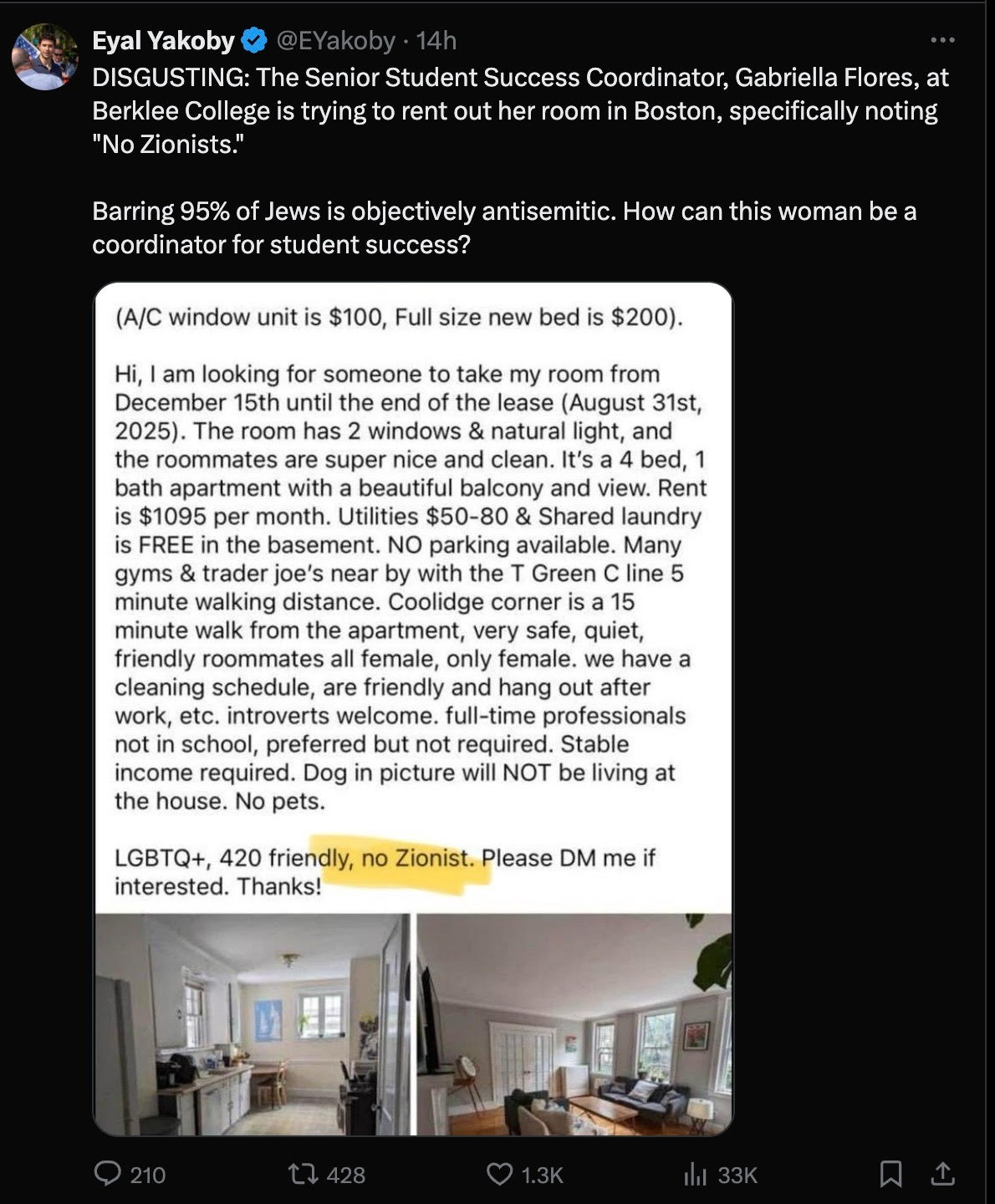 Screenshot from the post shared