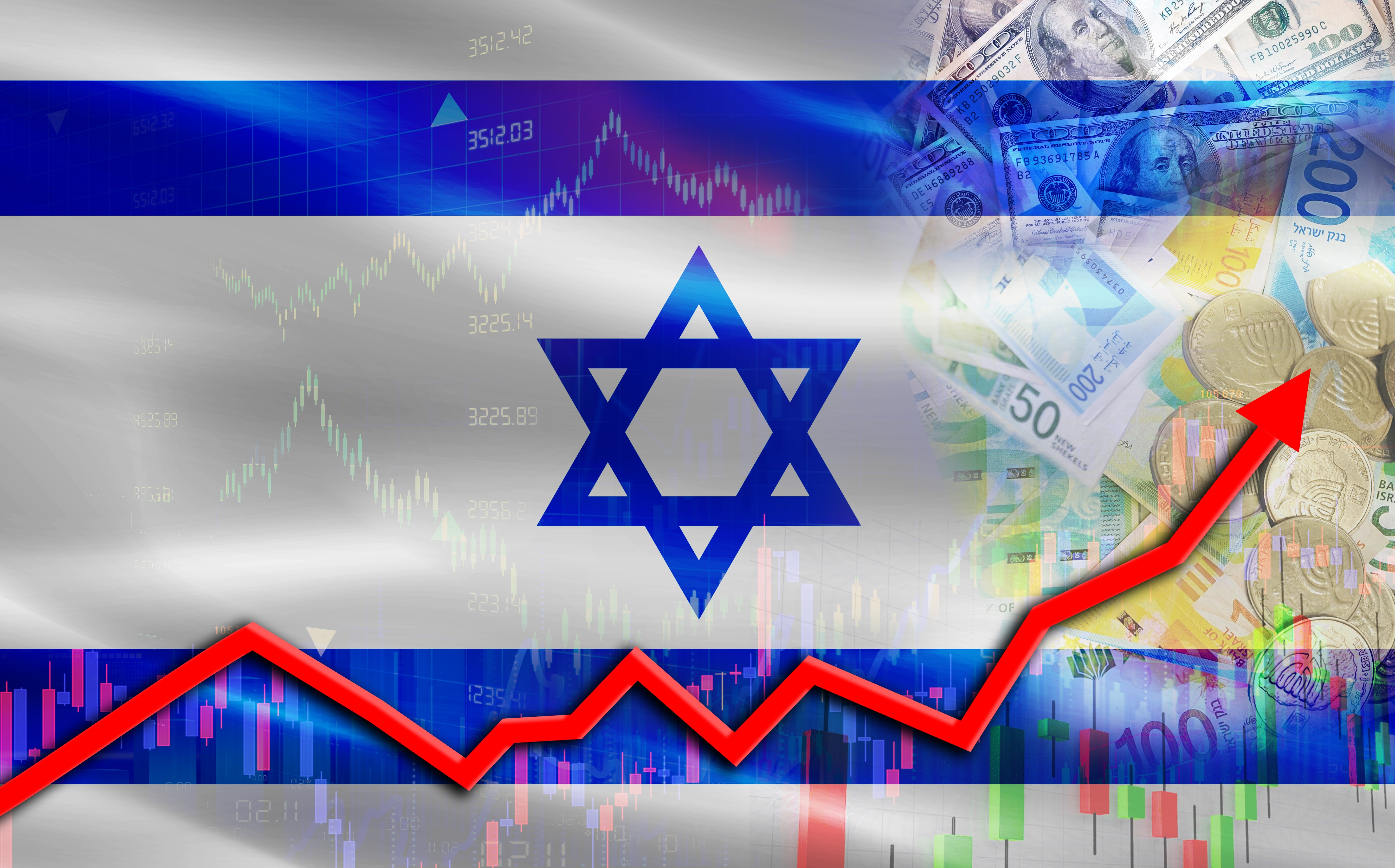 Israel's economic growth on financial graph