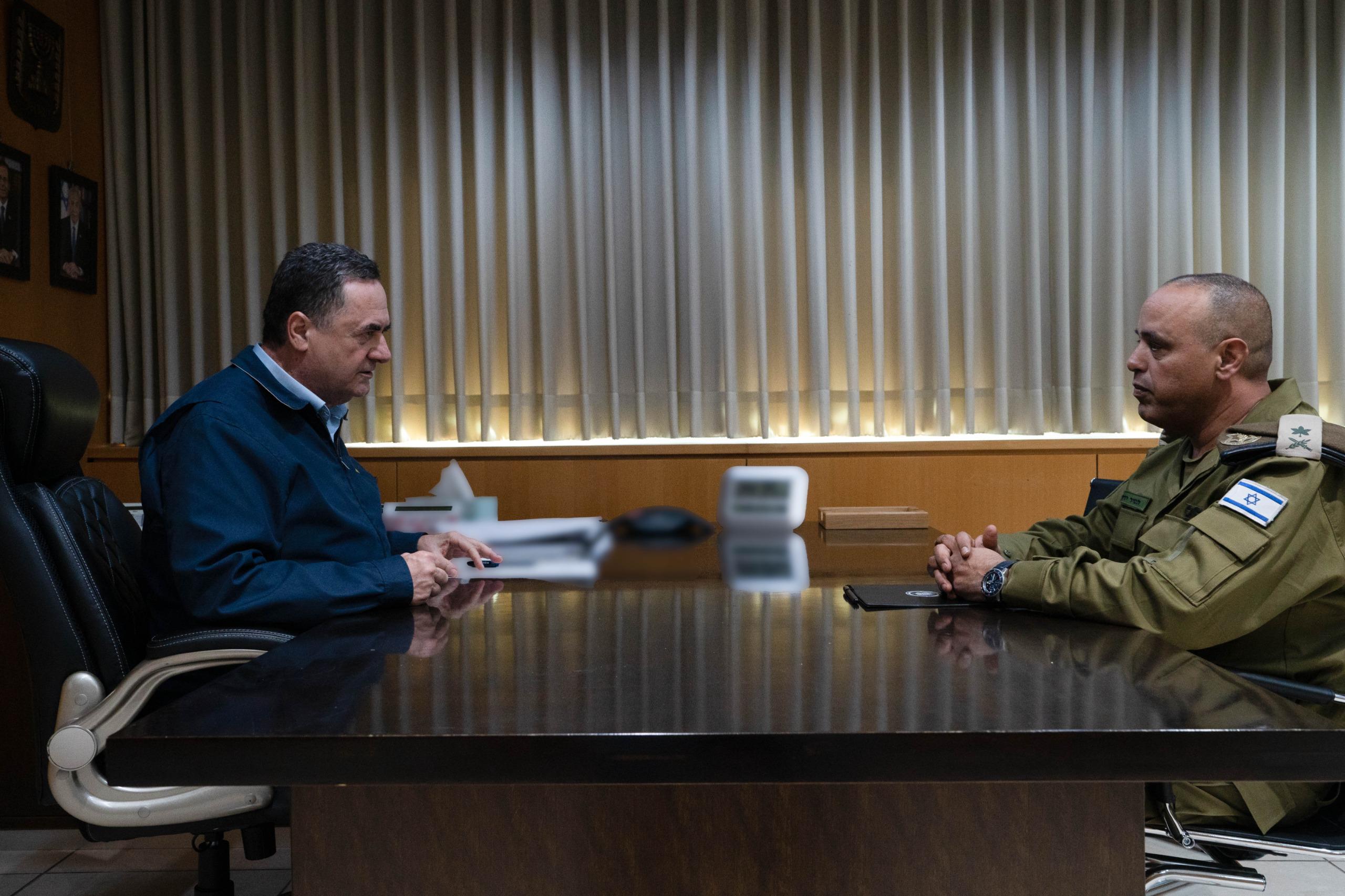 Israel Katz interviewing Maj. Gen. Tamir Yadai