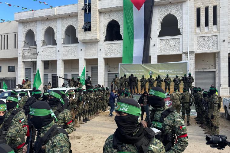 The Hamas hostages release rally in ‘Palestine Square’ in East-Central Gaza last Saturday 