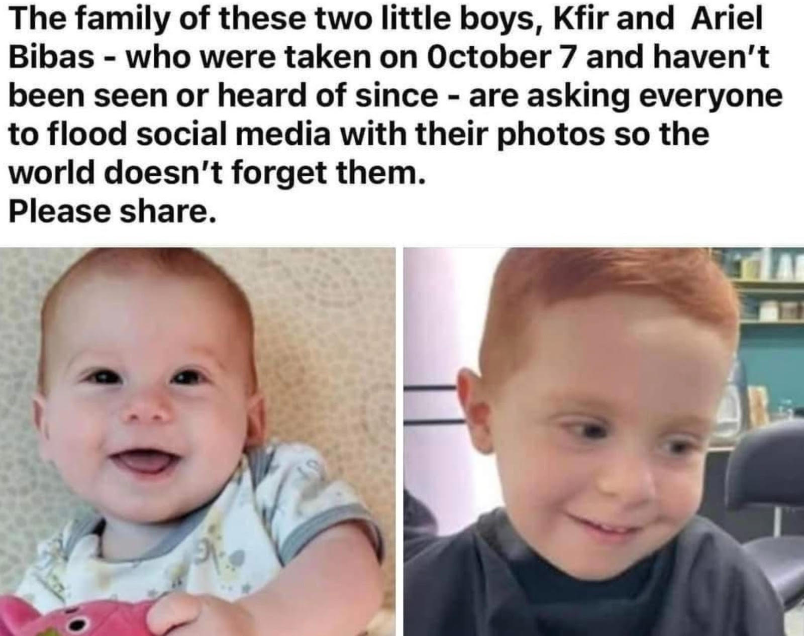 Photo of the Bibas brothers shared by family members on social media