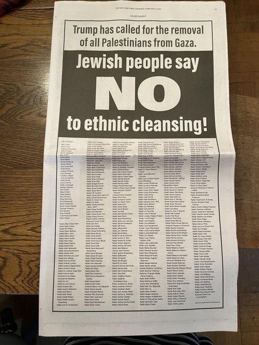 Unbelievable: Hundreds of US Rabbis and Celebrities make shocking NYT Ad opposing Trump’s Gaza plan