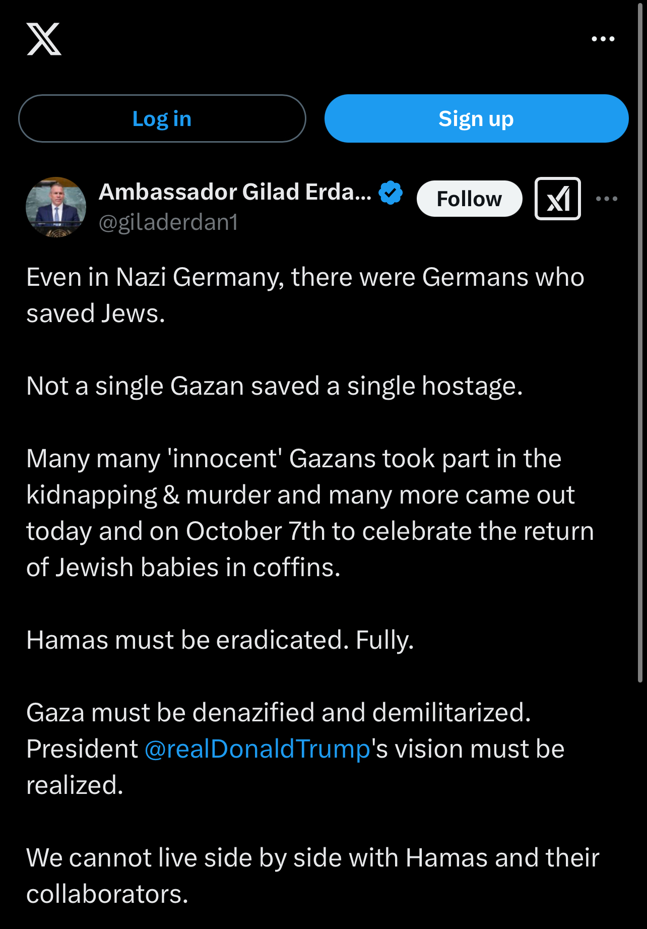 Gilad Erdan's post on X