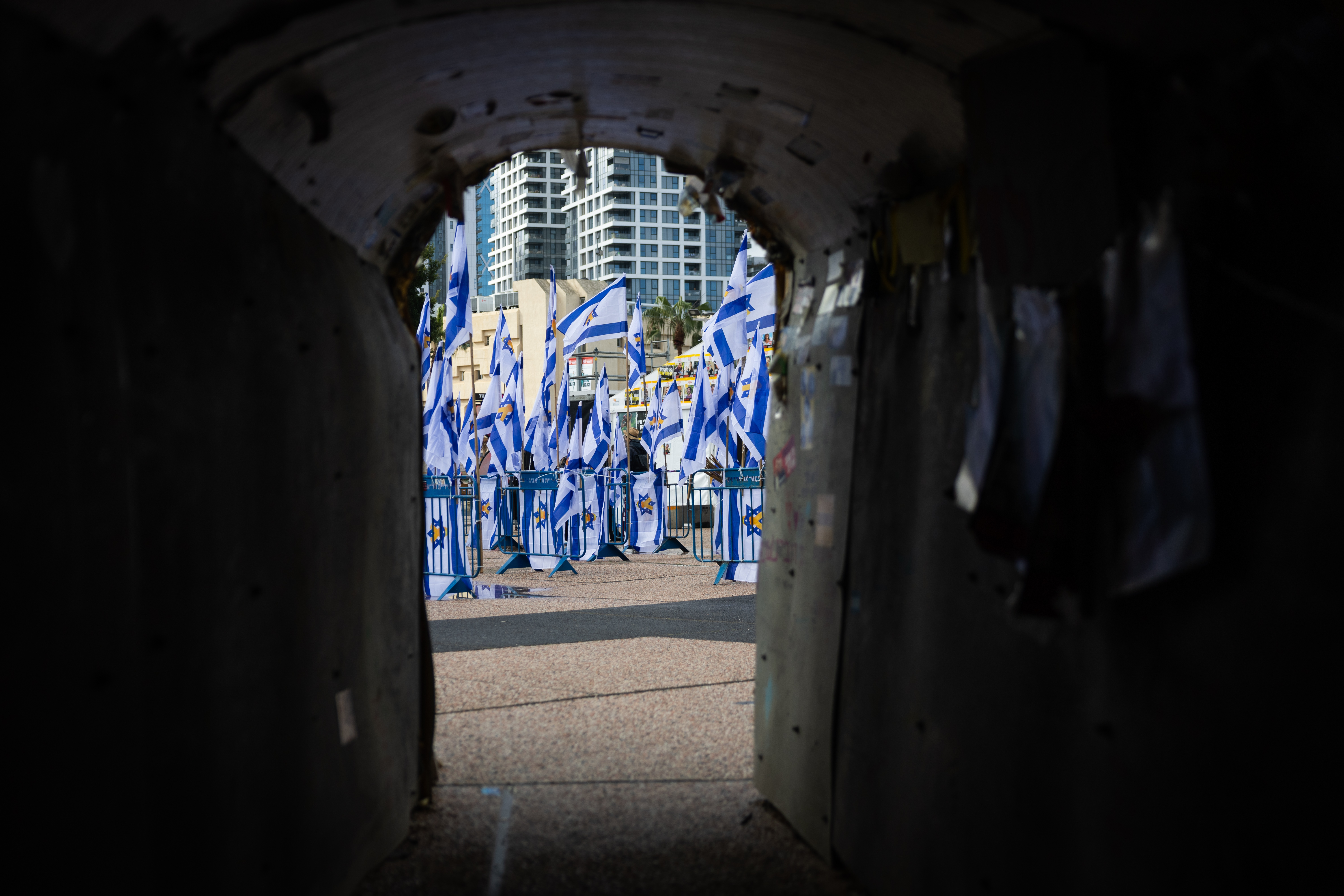 View of Hostage square in Tel Aviv, on the day of the release of the bodies of four Israeli hostages from Hamas captivity, February 20, 2025. 
