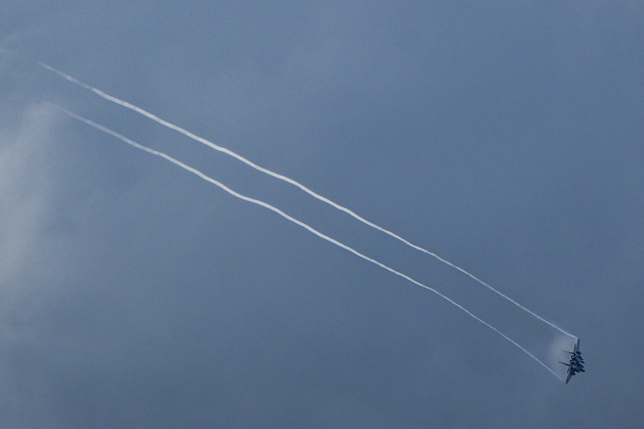 Israeli warplane in the sky after an Israeli air strike in southern Lebanon