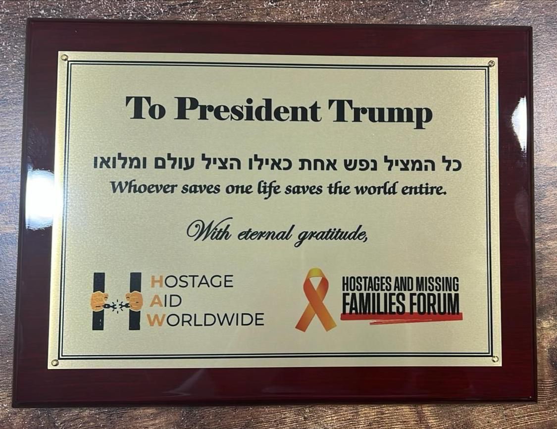 Certificate given to President Trump by hostages 