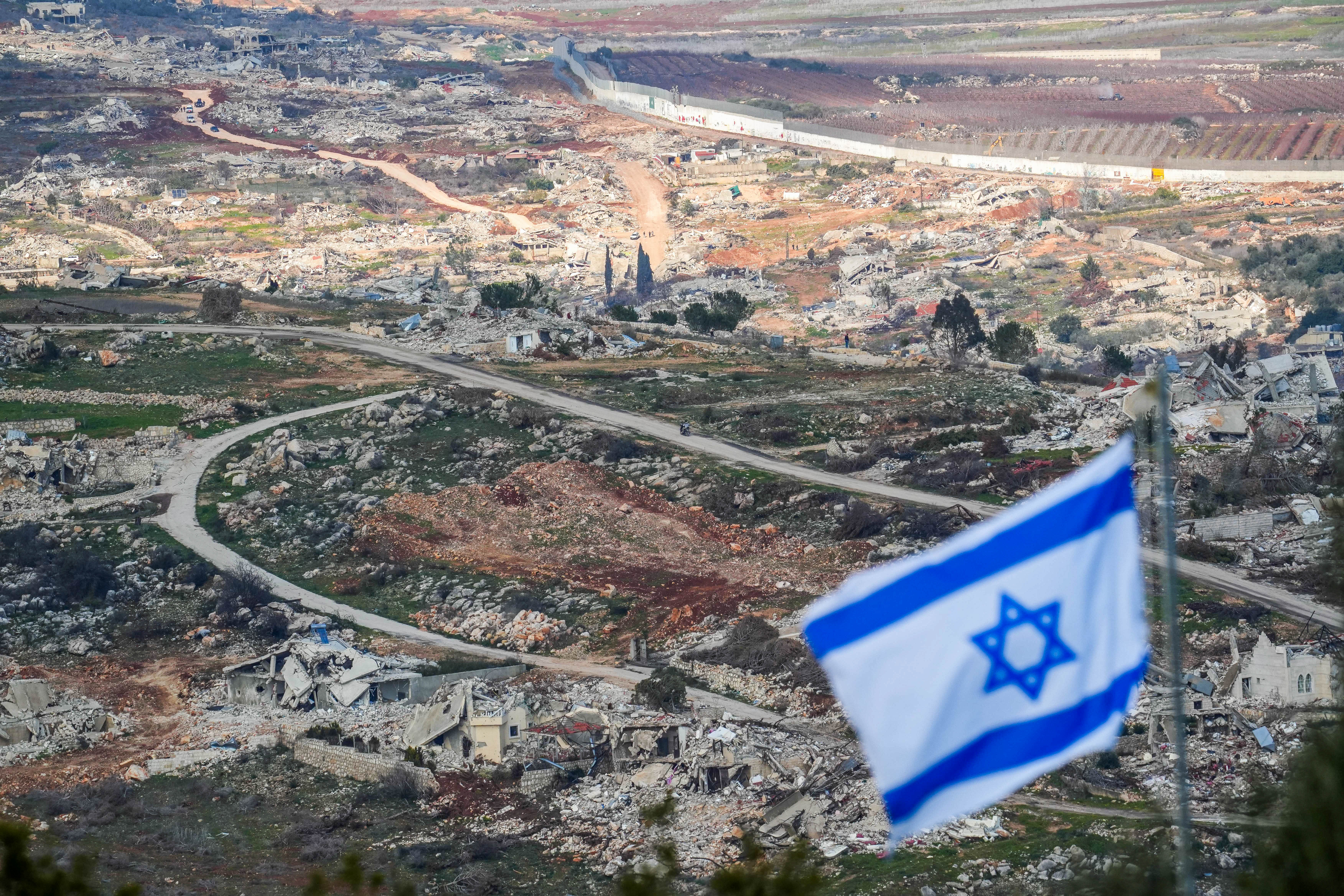 Israeli flag overlooking Lebanon.