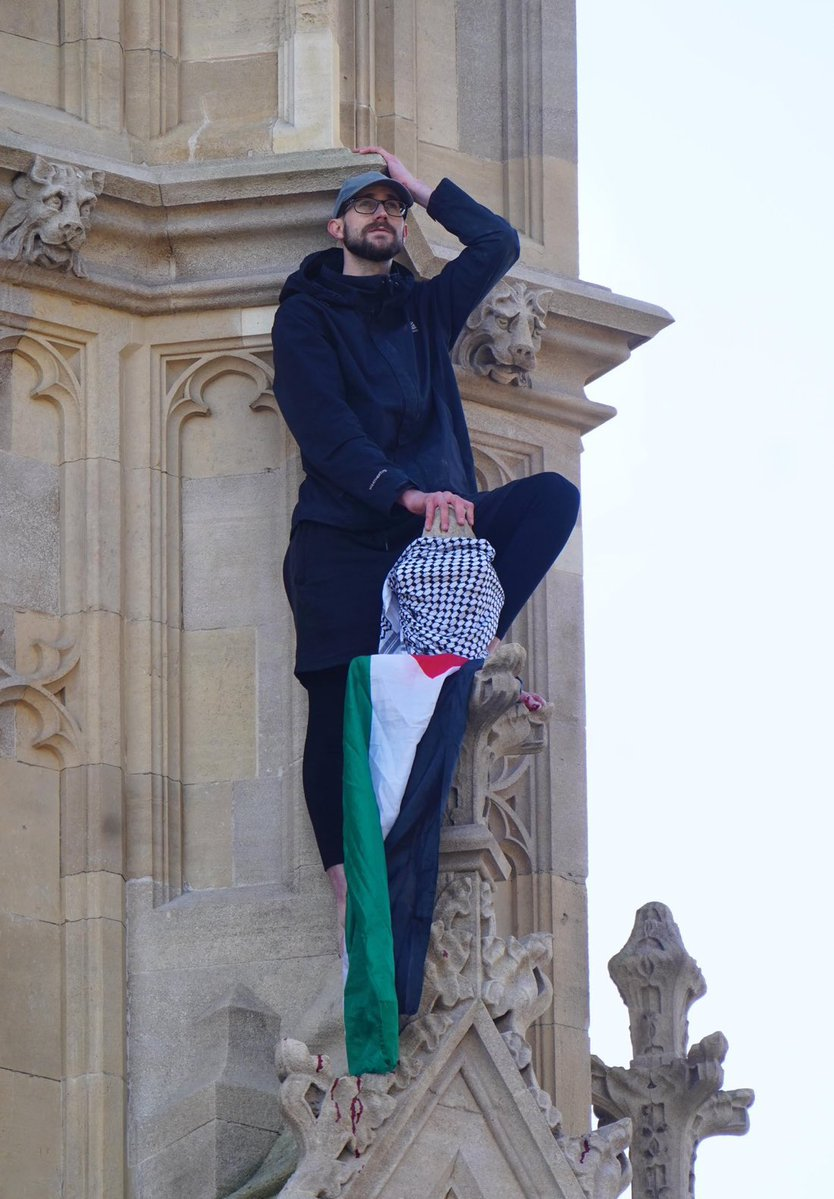 Palestinian flag protester climbs Big Ben, arrested after midnight descent 