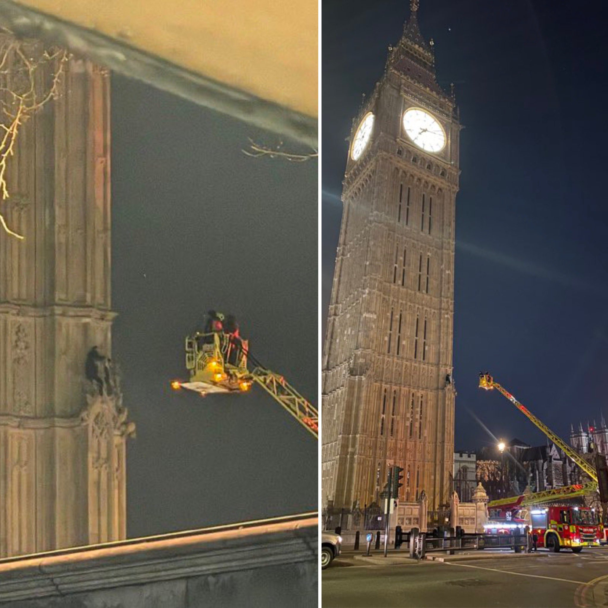 Protestor atop Big Ben