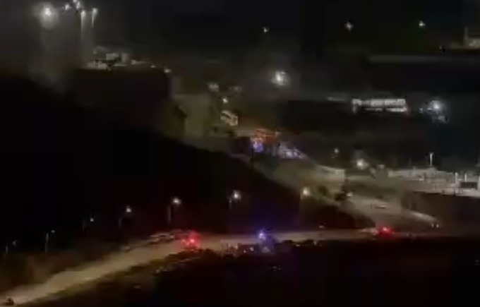 Emergency vehicles on the way to the shooting attack site.