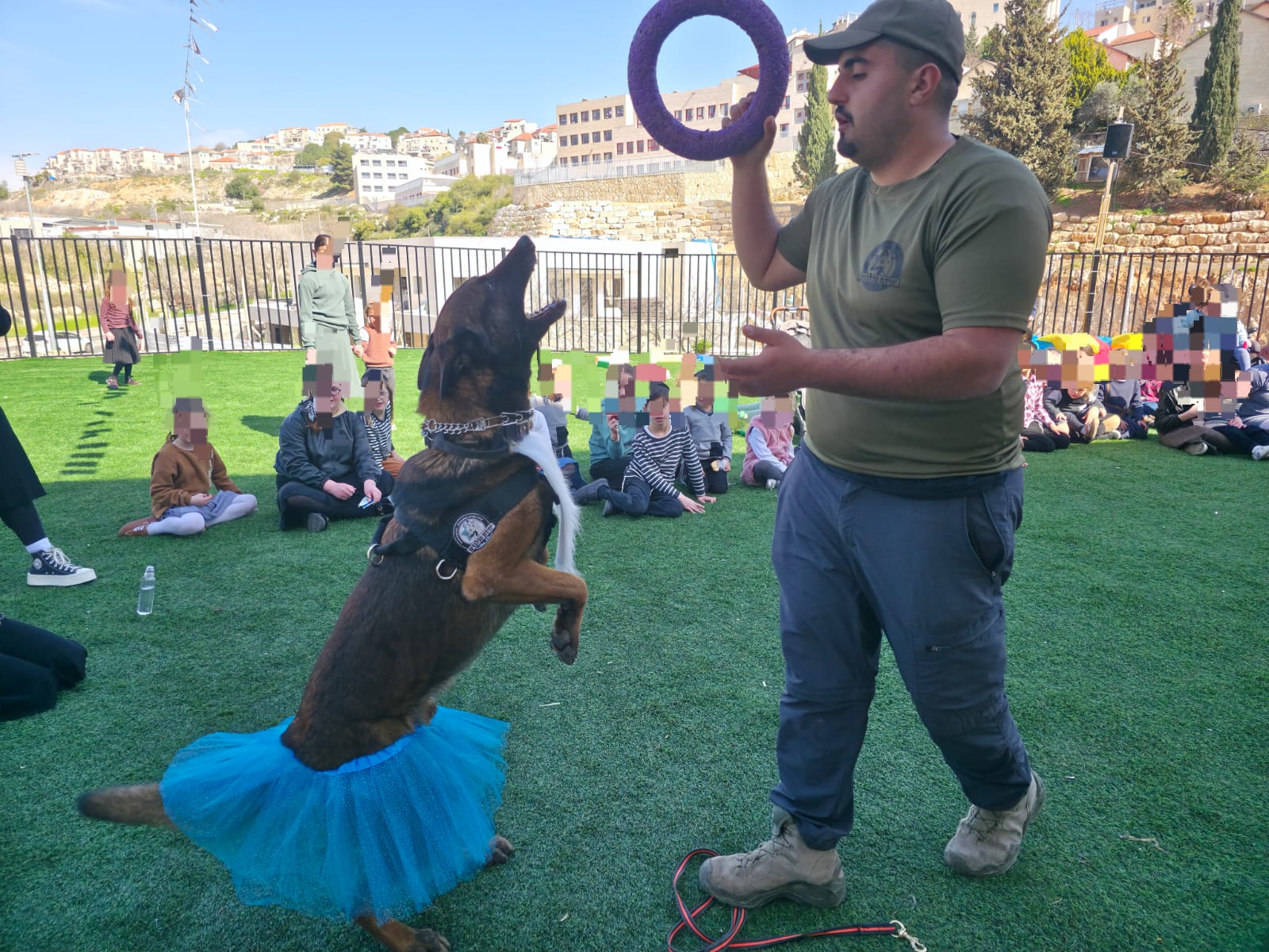 Doing stunts for the children.