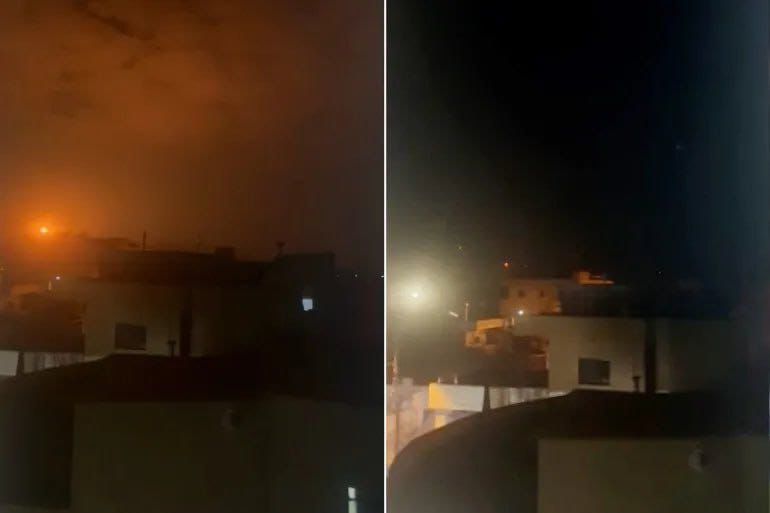 Scenes of IDF strikes.