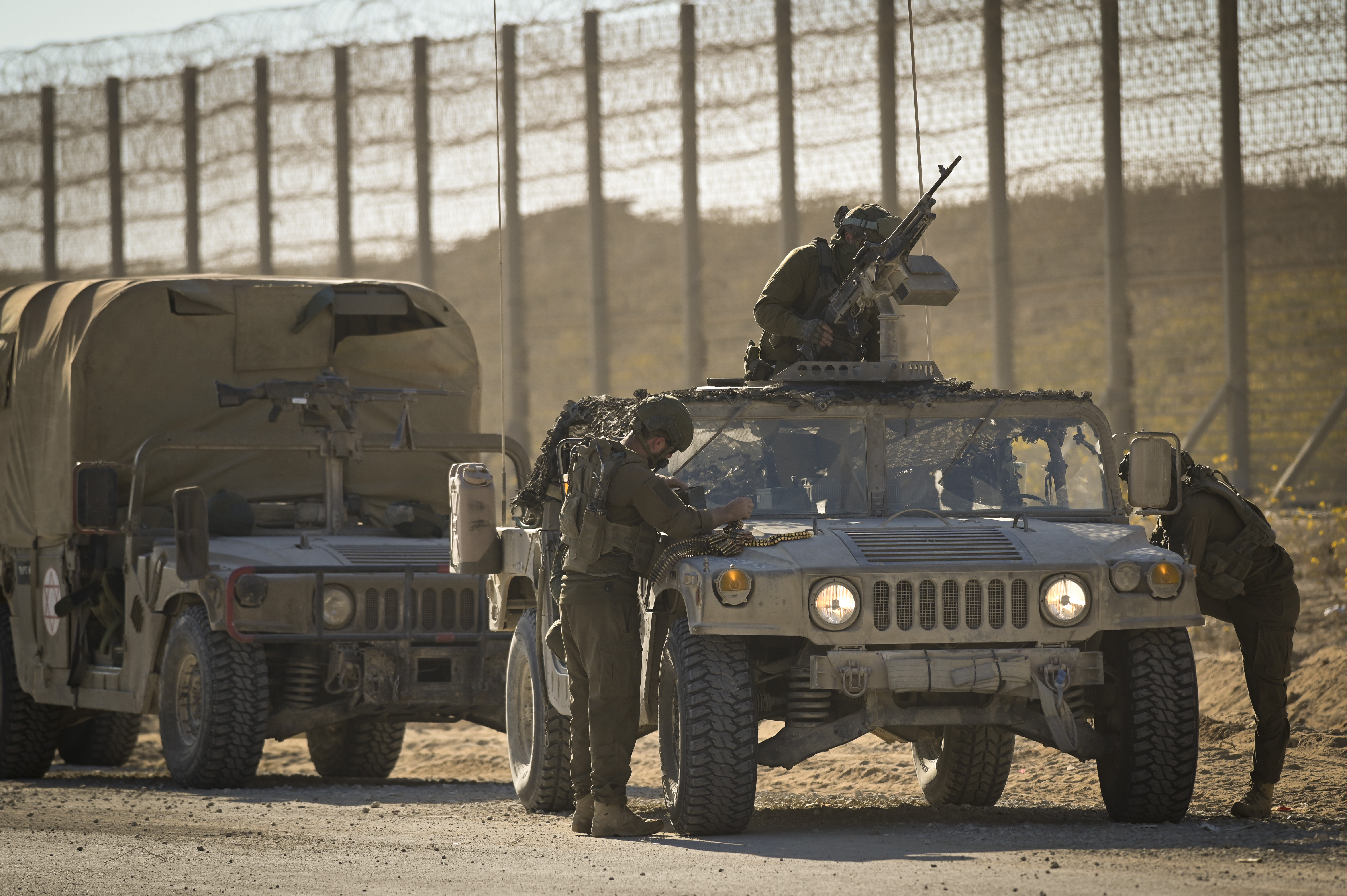 IDF soldiers and Merkava Tank in southern Israel, on the border with Gaza, November 11, 2024. 