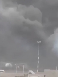 Burning Sana'a Airport.