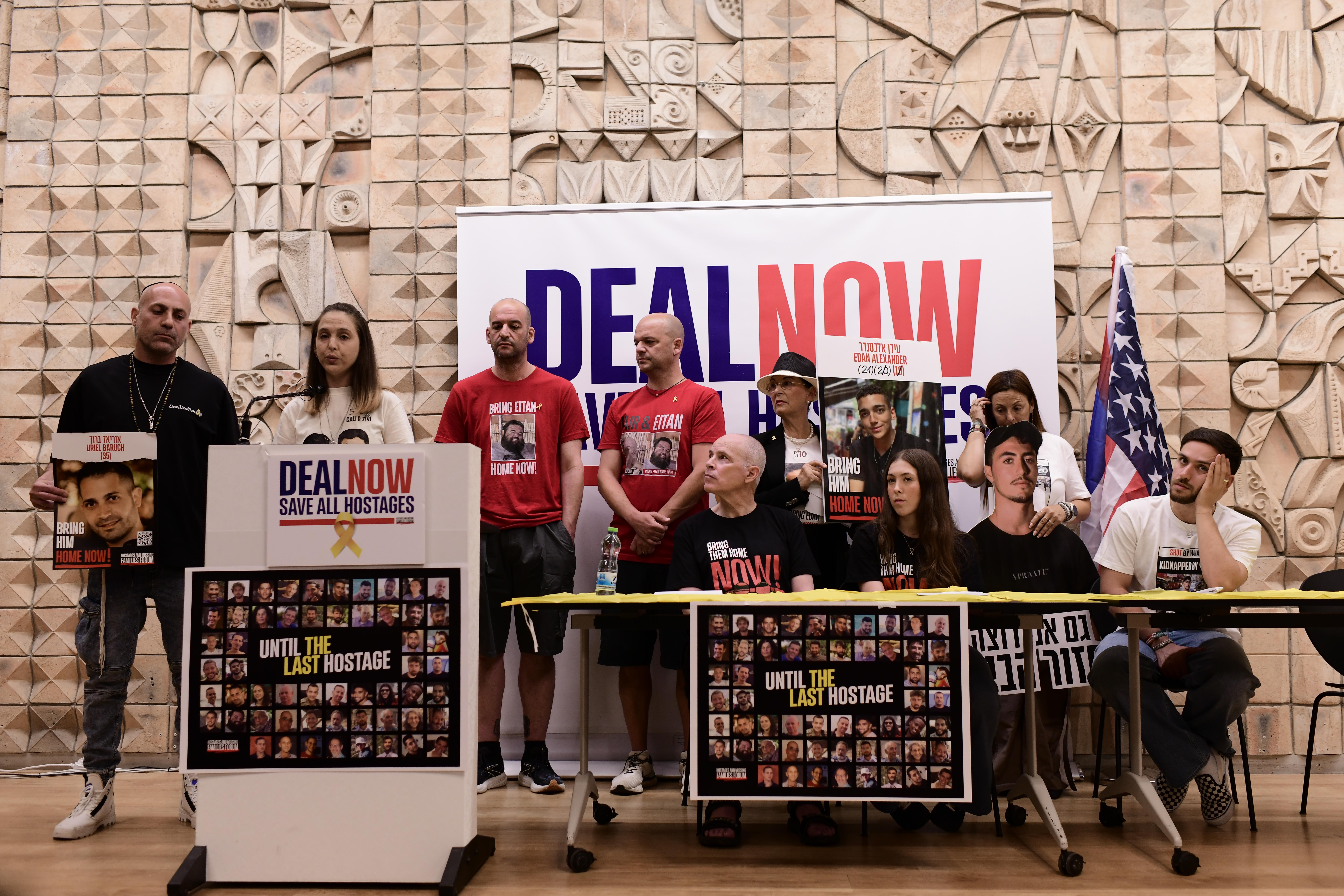 Protest for a hostage deal.