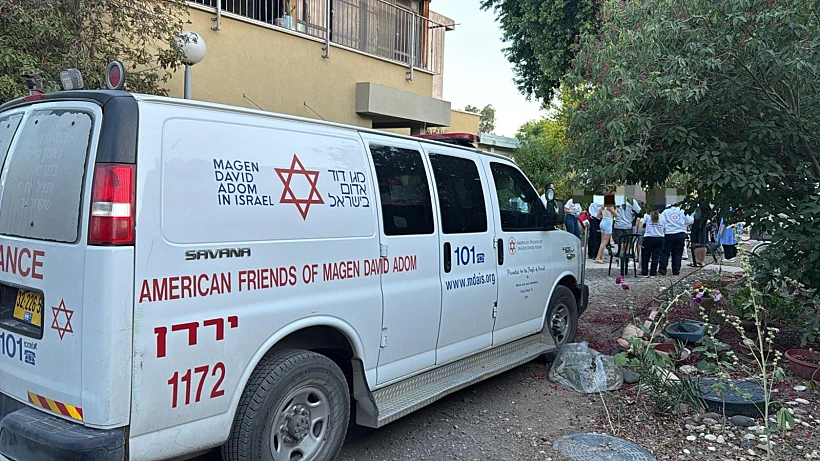 Magen David Adom ambulance at scene of the crime