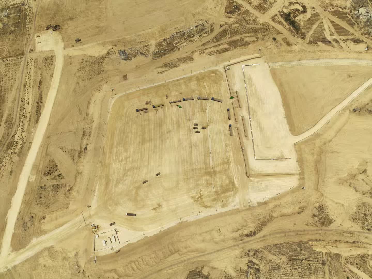 Bird's eye view of humanitarian aid center