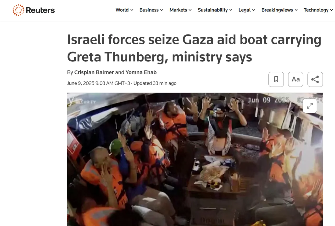"Mysterious White Substance": How the World Covered Israel's Seizure of Greta's Gaza Flotilla 