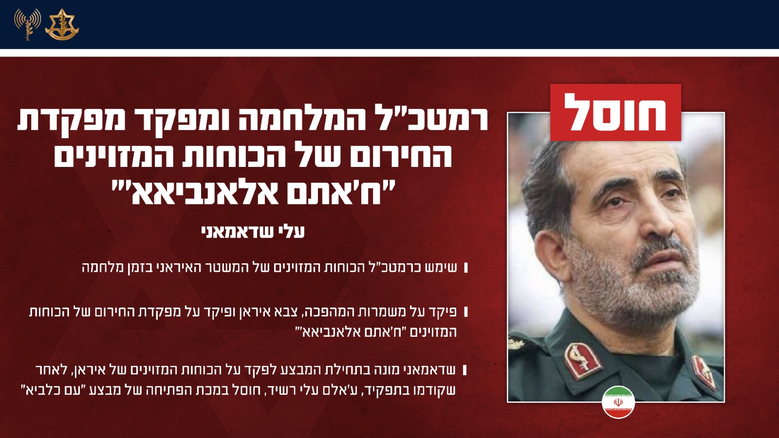 For the Second Time: IDF Eliminates Iran’s Top Military Commander, “Chief of War”