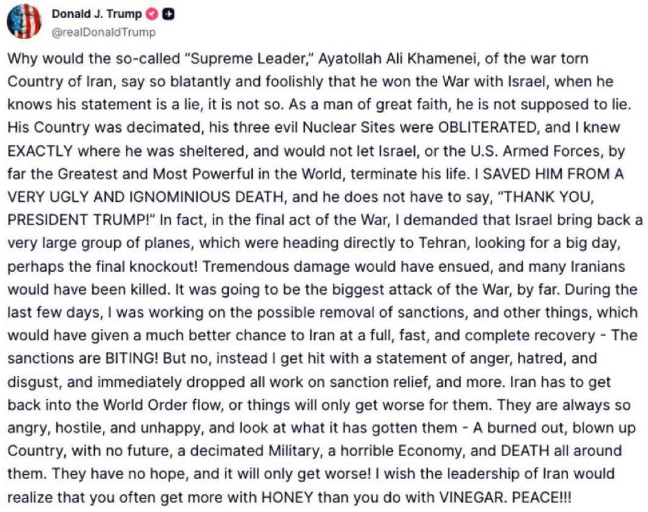 “I Saved Khamenei from a Humiliating Death”: Trump Unleashes Explosive Iran Revelations