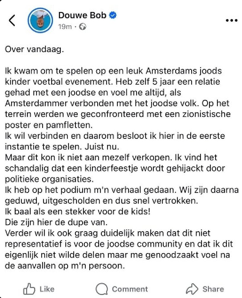 Dutch Singer Douwe Bob Storms Off Jewish Festival Stage, Citing "Zionist Symbols" in the Crowd | WATCH