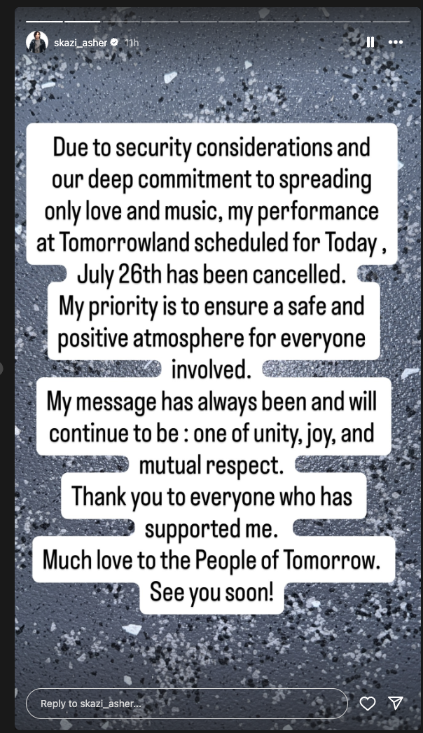 Tomorrowland Cancels DJ Skazi's Performance