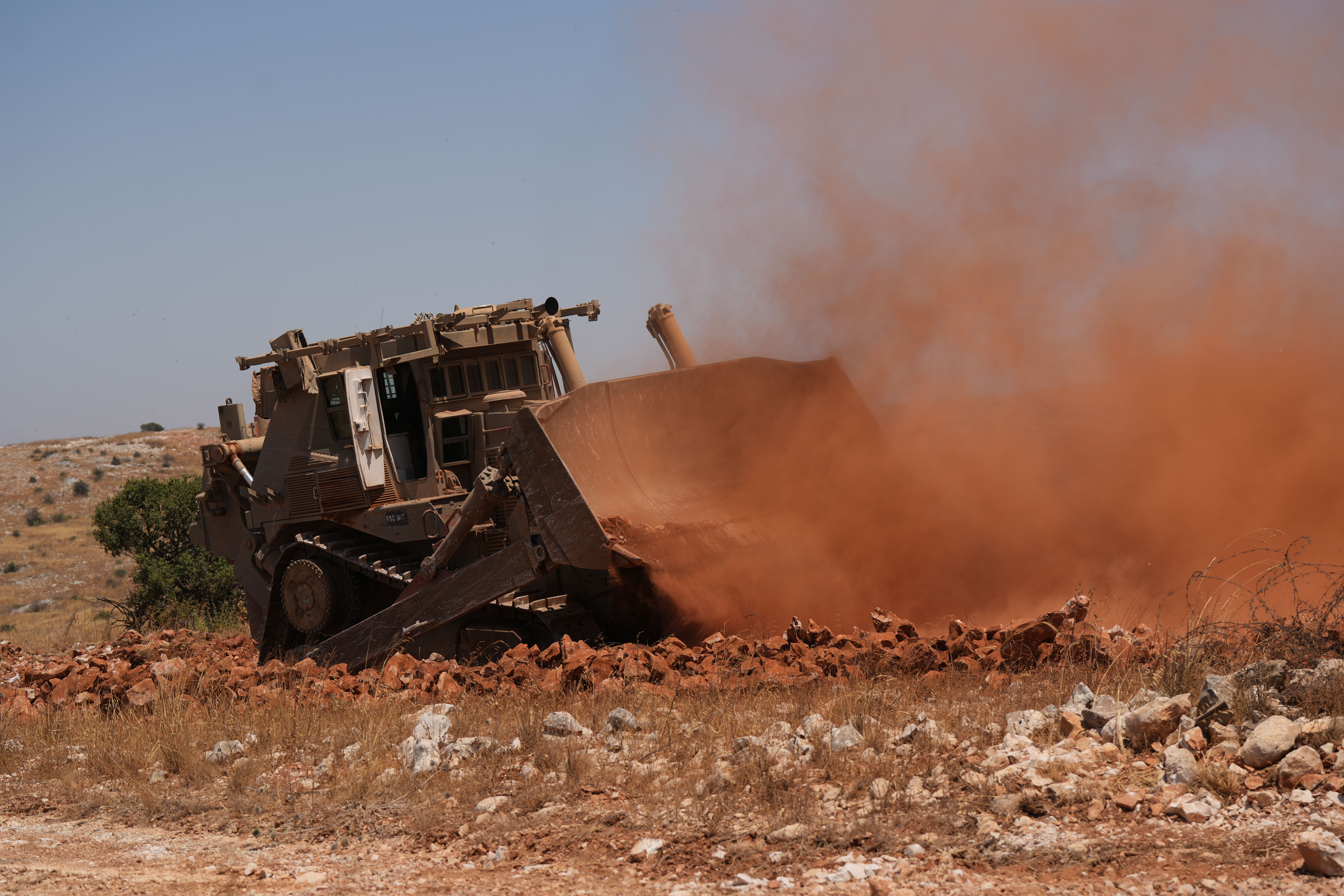 Israeli soldiers seen on the Israeli border with Lebanon, northern Israel, July 10, 2025. 