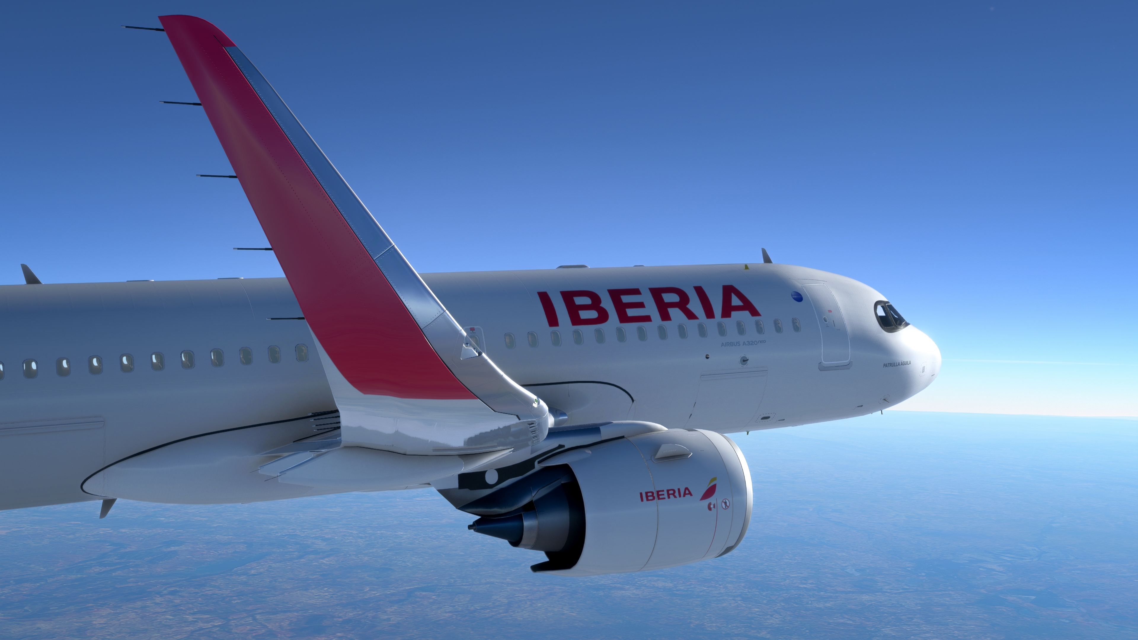 Airbus A320 Iberia flying over Spain 
