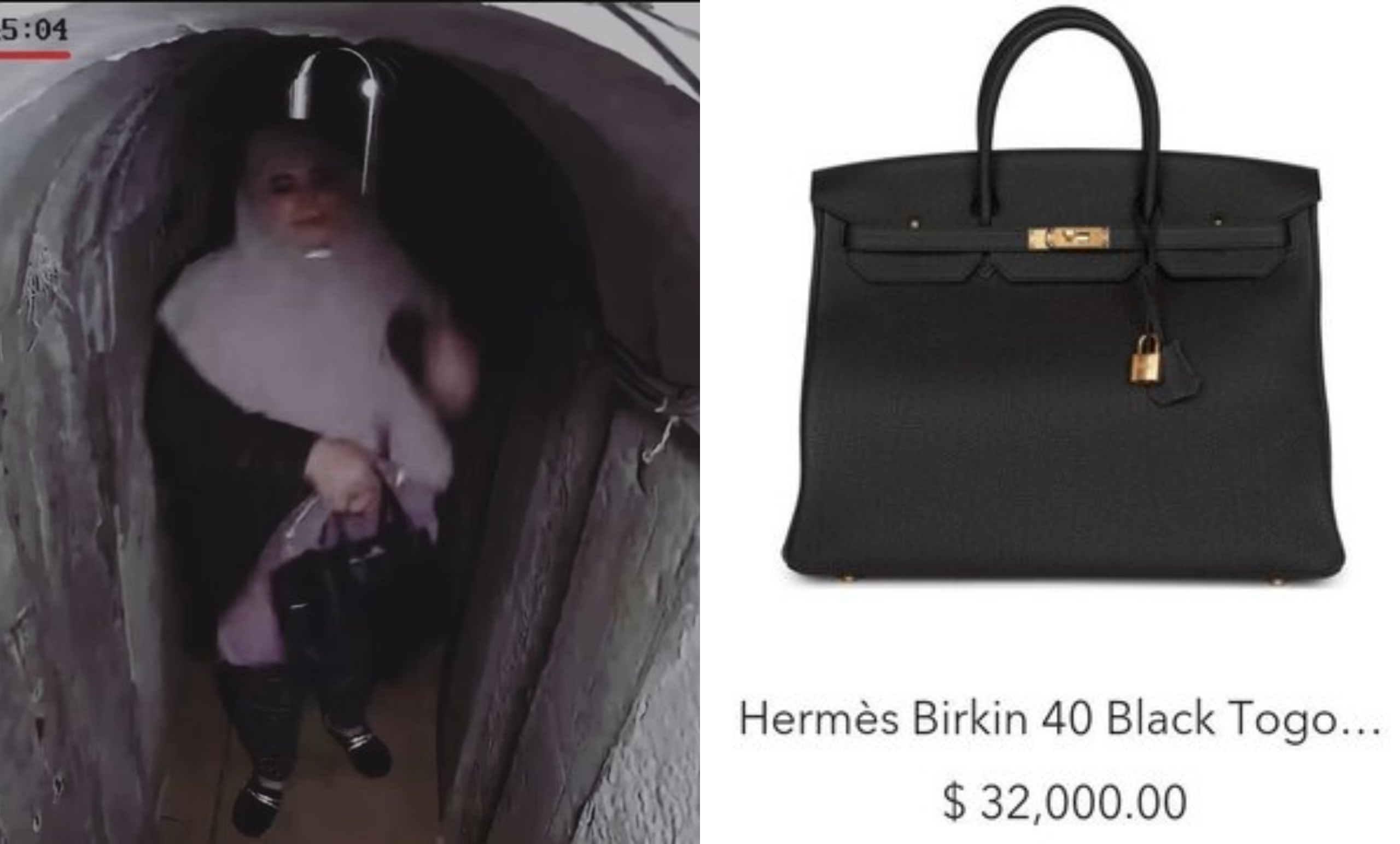 Sinwar’s Wife with a Birkin bag worth approximately $32,000