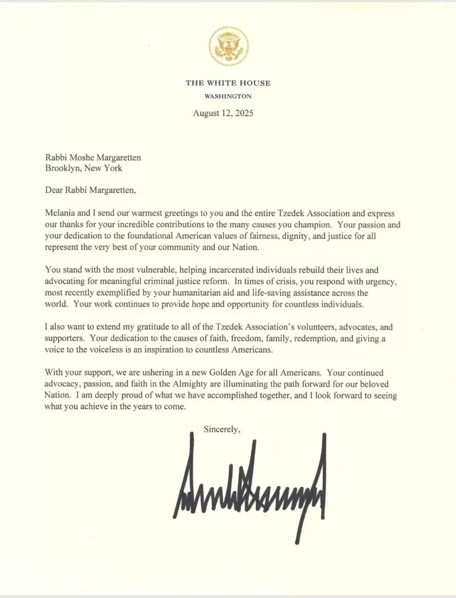 President Trump Honors Jewish Advocacy Group With Stunning Letter